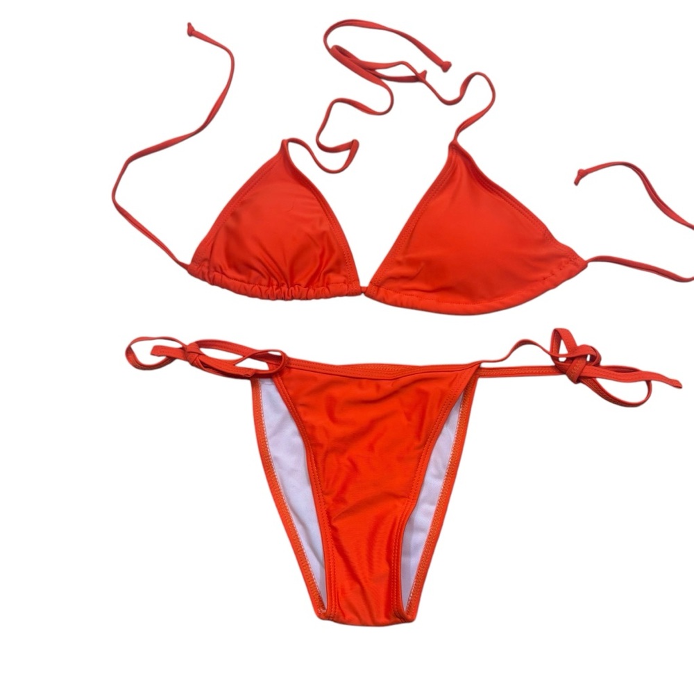 Brand‎ new without Tags Bright Orange Two Piece String Bikini Swim Suit Small